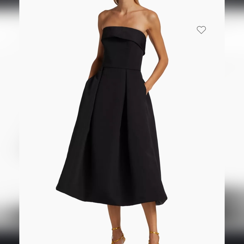 Amsale Strapless faille midi dress